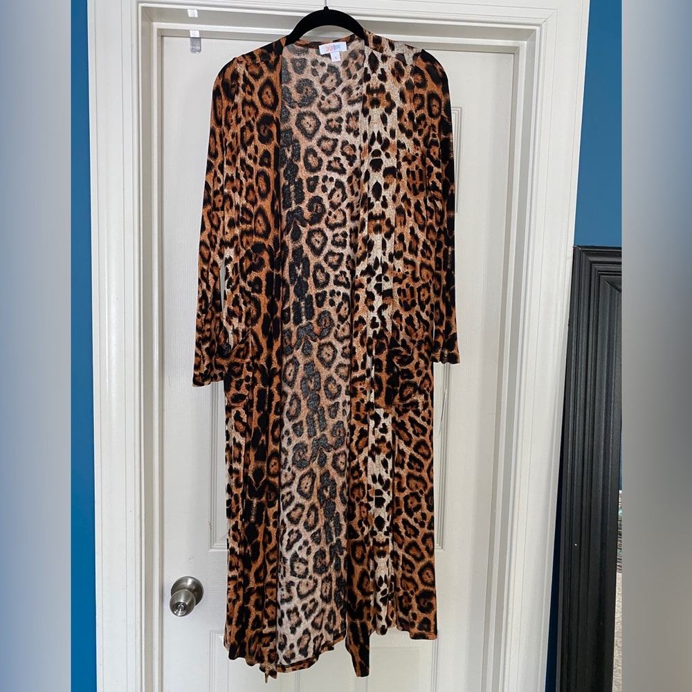 Lularoe Jaguar Print Sarah Duster Cardigan Sweater Size Small